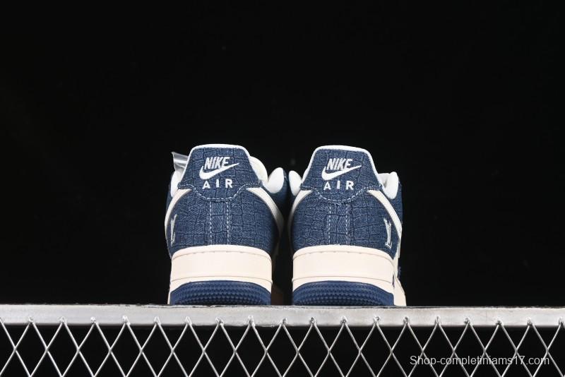 Nike Air Force 1'07 Low LV Collaboration Dark Blue Checkerboard Casual Sneakers - XS1958-551