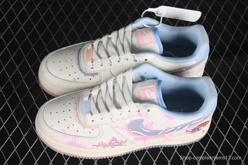 Nike Air Force 1'07 Low Pink and Blue Love Limited Edition Casual Sneakers - CW1574-058