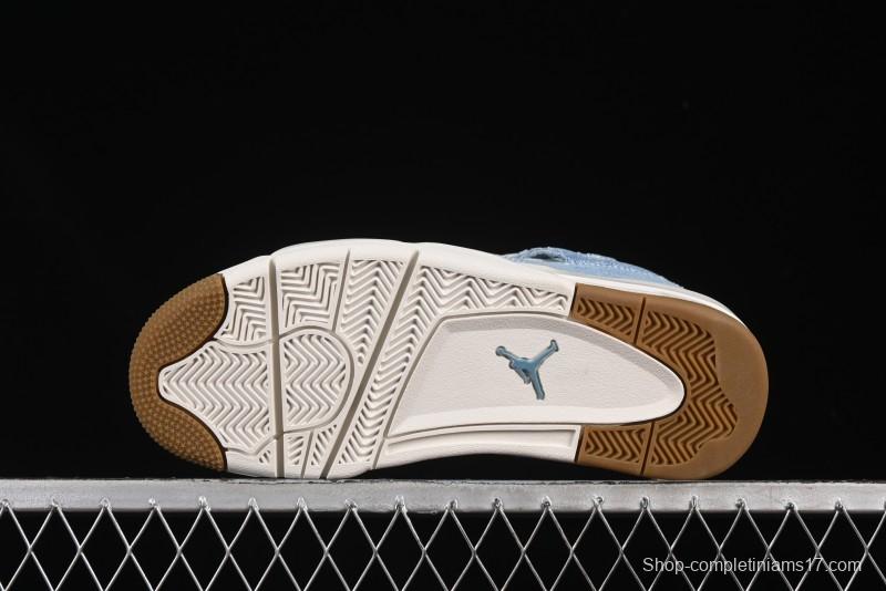 Nike Air Jordan 4 Retro Denim "Worn Blue" Sneakers with Distressed Wash Finish - IB6716-100