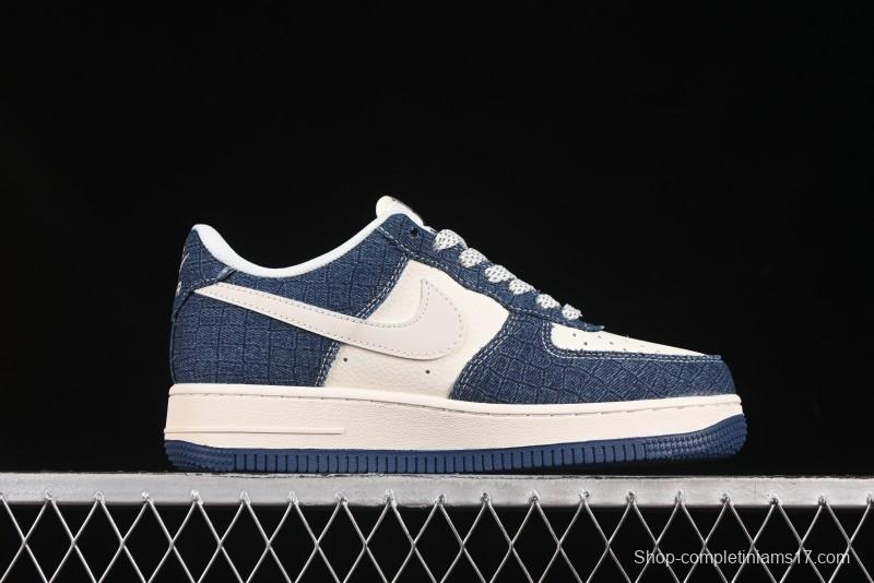 Nike Air Force 1'07 Low LV Collaboration Dark Blue Checkerboard Casual Sneakers - XS1958-551