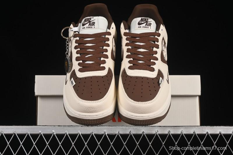 Nike Air Force 1 '07 Low BAPE Collaboration Beige Brown Graffiti Swoosh Casual Sneakers - DF0188-061