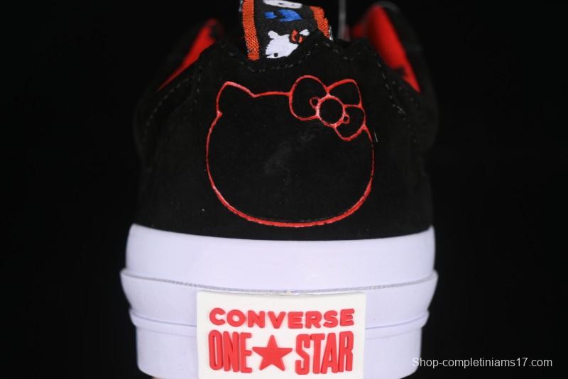 Converse One Star Low Top Casual Sneakers with Hello Kitty Collaboration - Pink Star and Embroidered Bow Design - 163904C