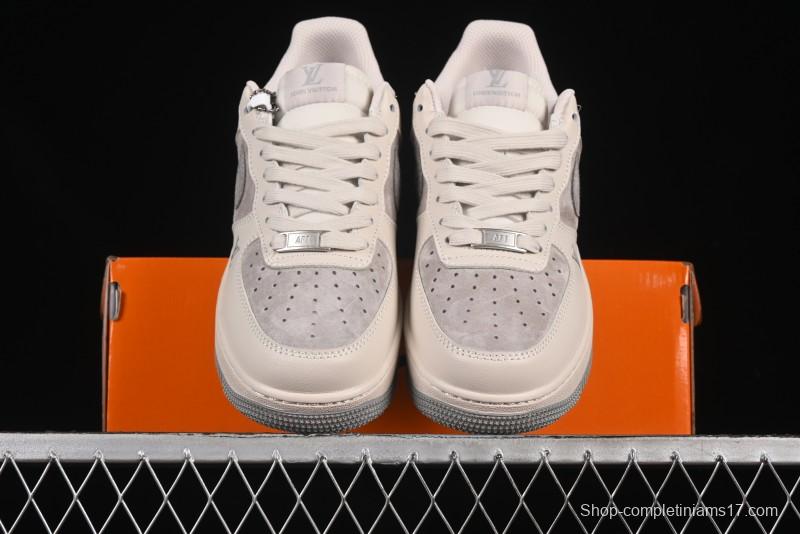 Nike Air Force 1 '07 Low LV Collaboration Beige Grey Snake Swoosh Casual Sneakers - XX3168-130