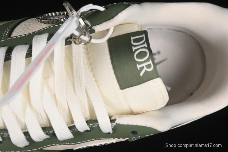 Nike Air Force 1'07 Low Dior Collaboration Dark Green Floral Swoosh Casual Sneakers - KK1988-081