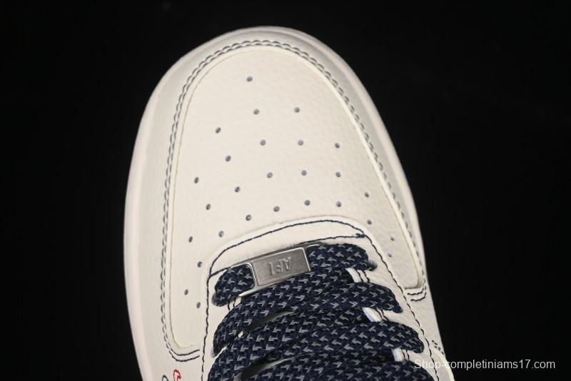 Nike Air Force 1 '07 Low Stussy Collaboration Dual-Tone Blue Red Logo Casual Sneakers - HH7518-072