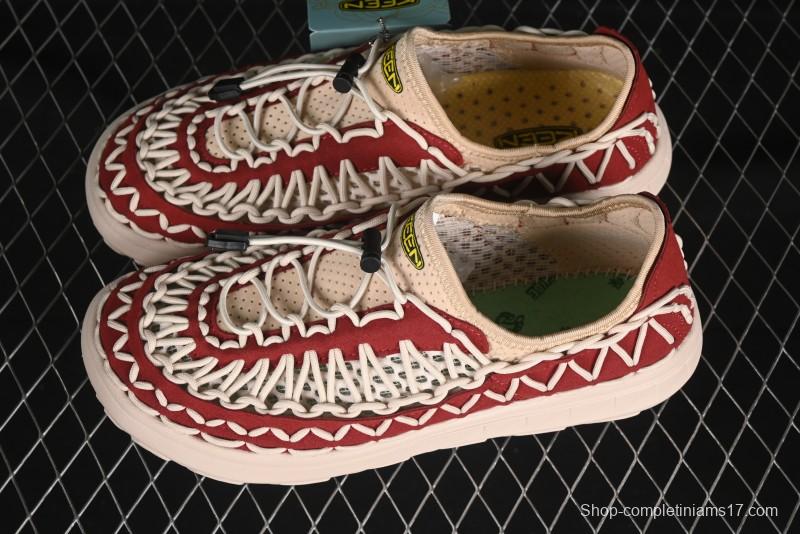 Keen Uneek Flat-M Woven Elastic Strap Outdoor Water Sports Sandals - 1014097 RED