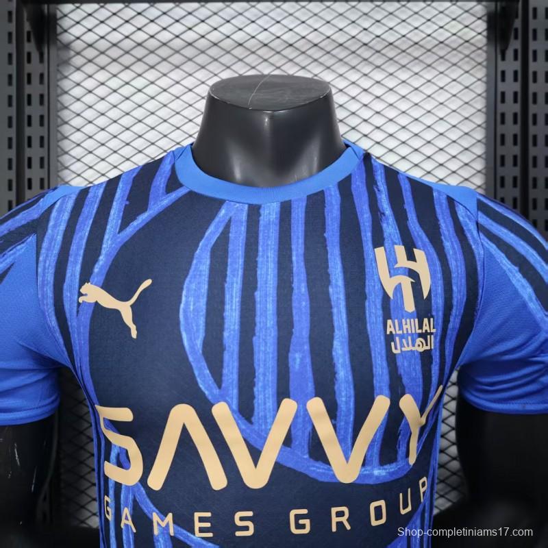 Player Version 25/26 Al Hilal Home Blue with Vertical Stripes Jersey