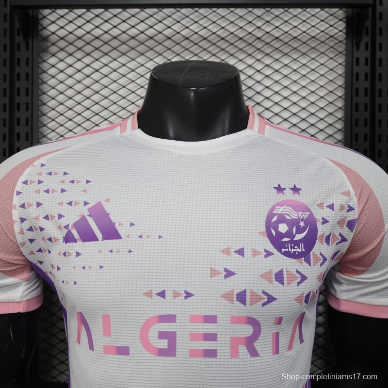 Player Version 2025 Algeria White-Pink with Geometric Pattern Jersey