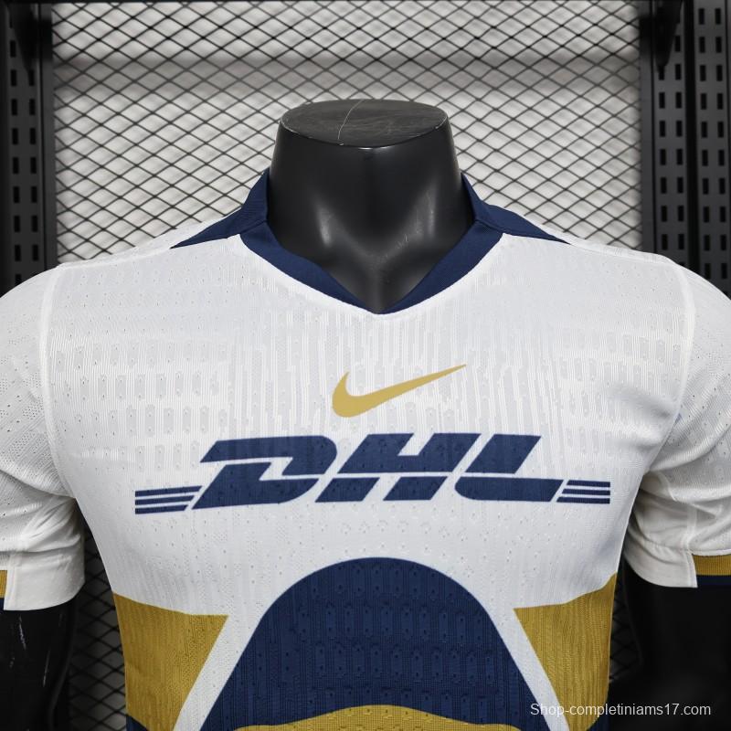 Player Version 25/26 Club America Away White with Navy and Gold Eagle Crest Jersey
