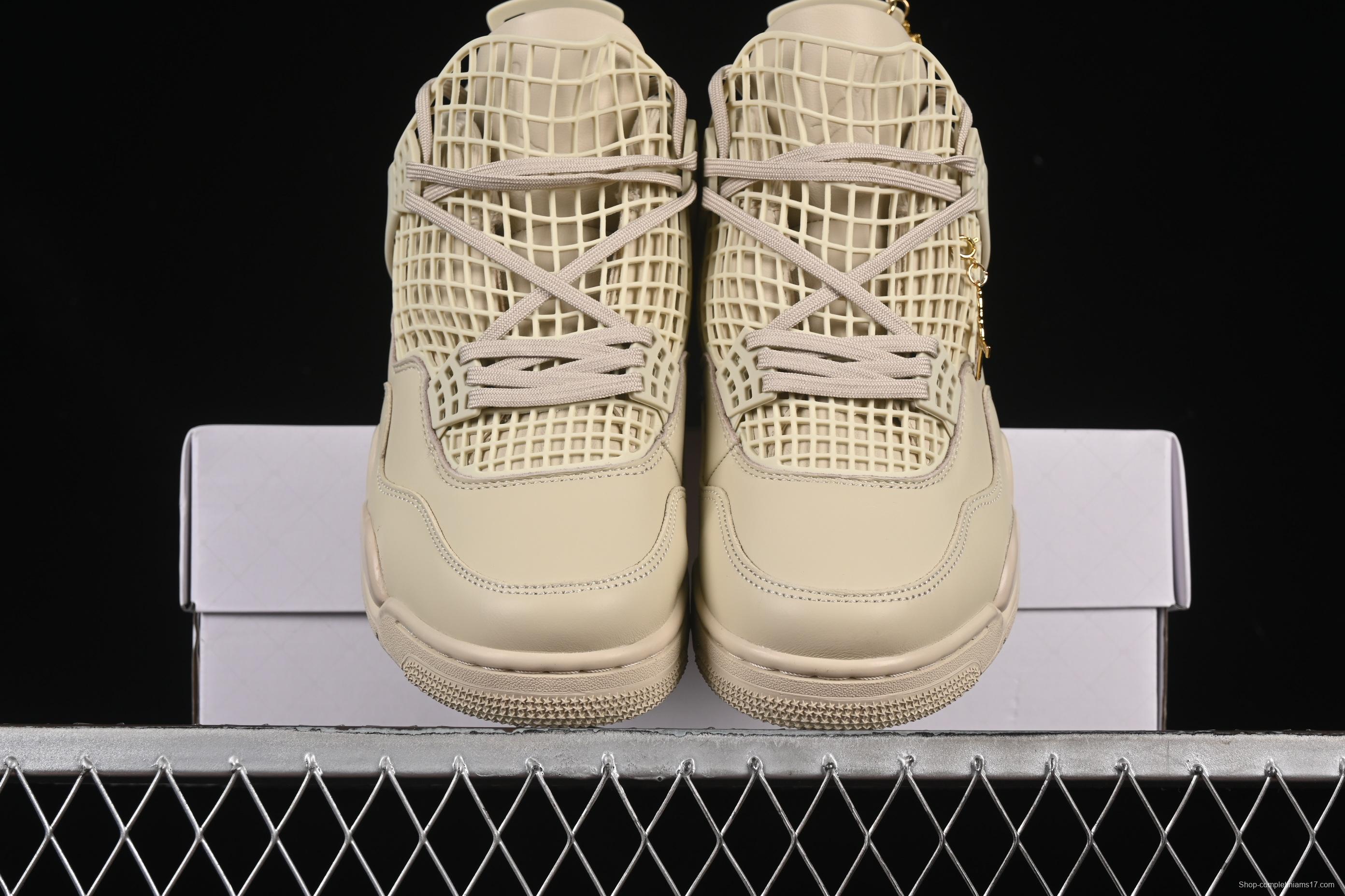 Nike Air Jordan 4 Retro Basketball Shoes in Rattan with NET Design - FN7251-200