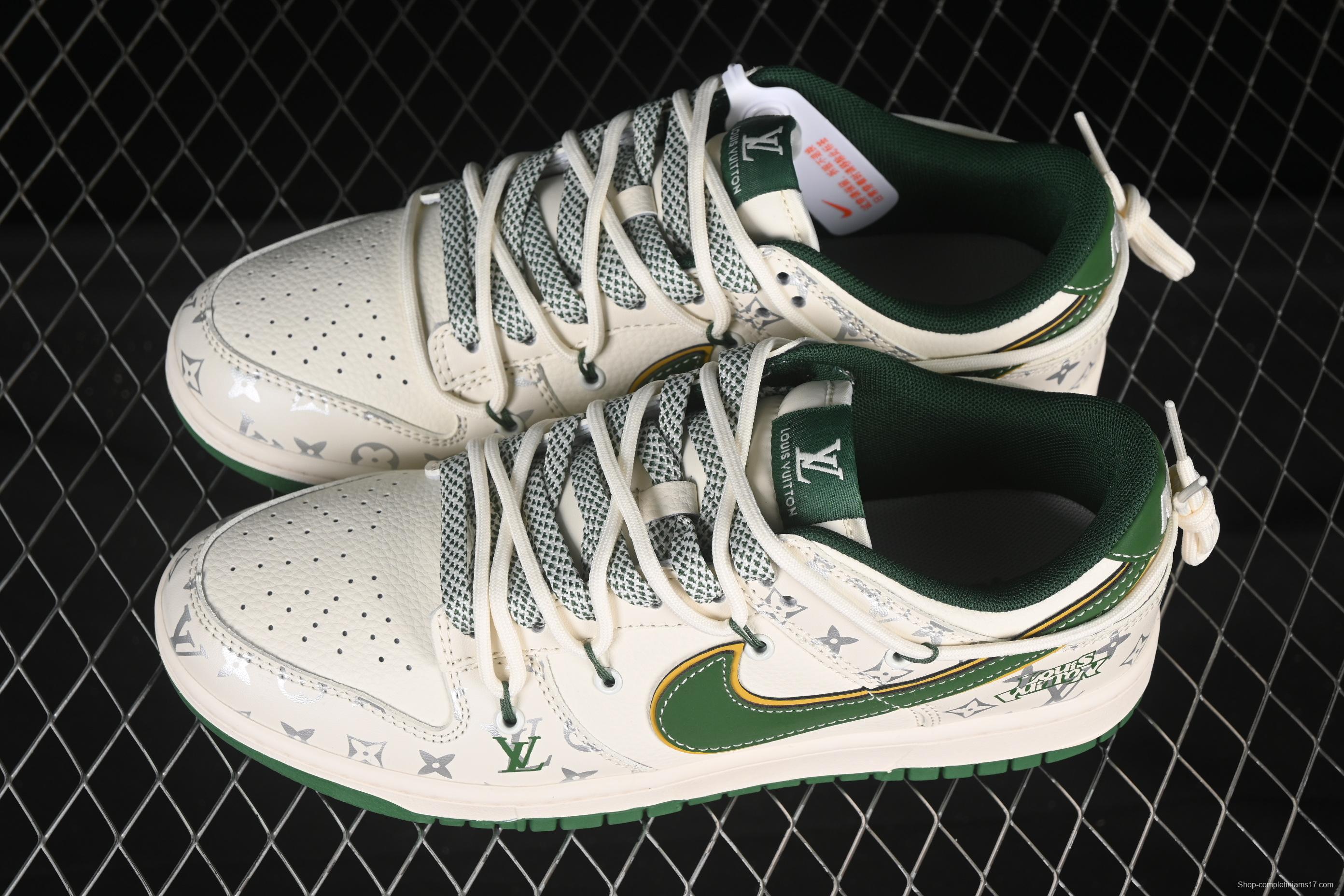 Nike SB Dunk Low LV Collaboration Strap Green Swoosh Anniversary Custom Low-Top Casual Skate Shoes - DM6868-103
