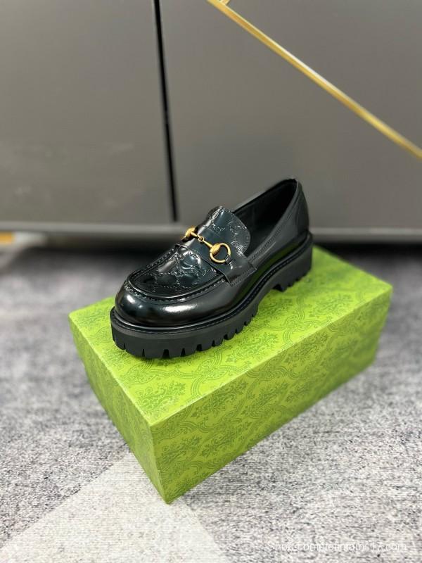 2024 Women Gucci Black Leather Formal Shoes MJ00300