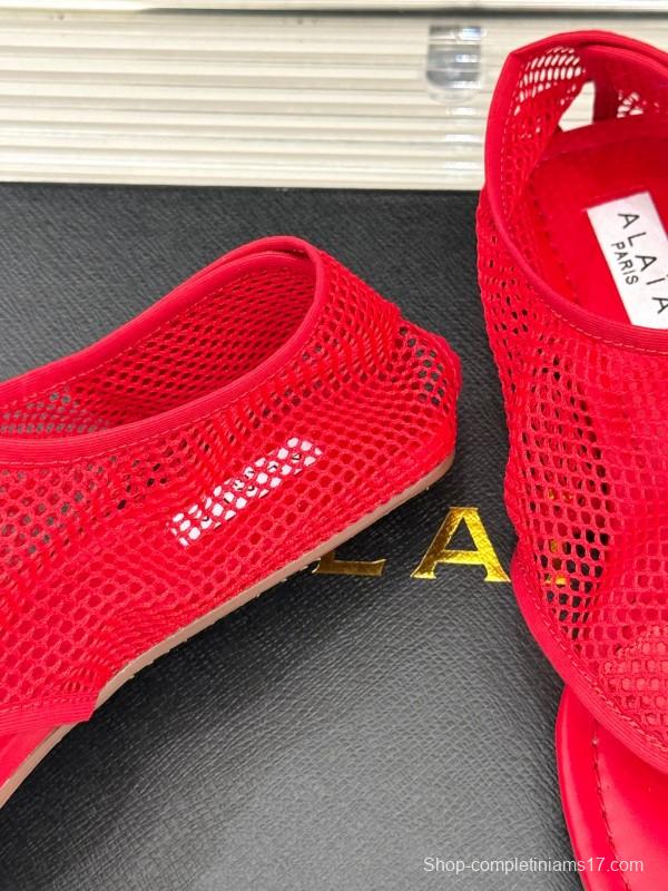 2025 Women YSL Red Mesh Sandals