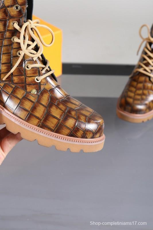 2024 Men Louis Vuitton Brown Leather Casual High-top MJ00470