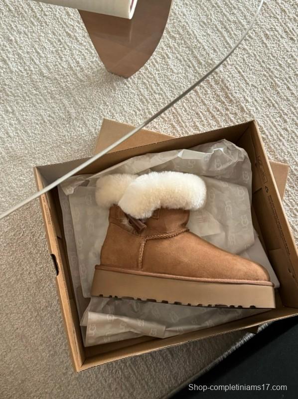2024 Women UGG Antelope Brown Suede Shearling Short Boots MJ00170
