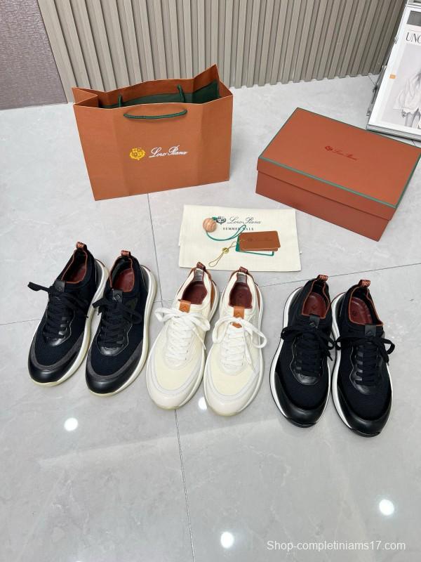 2024 Men Le Parmentier Black Leather Mesh Casual Sneakers