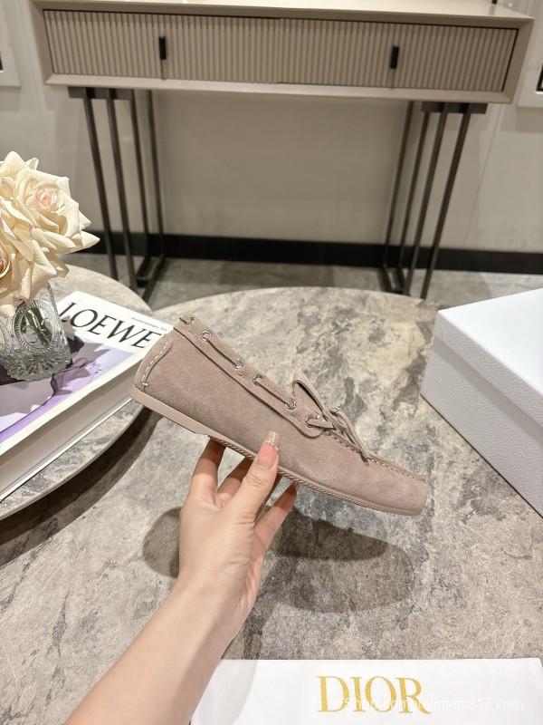 2025 Women Dior Beige Suede Loafers
