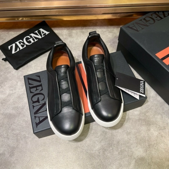2024 Men Ermenegildo Zegna Black Calfskin Sneakers