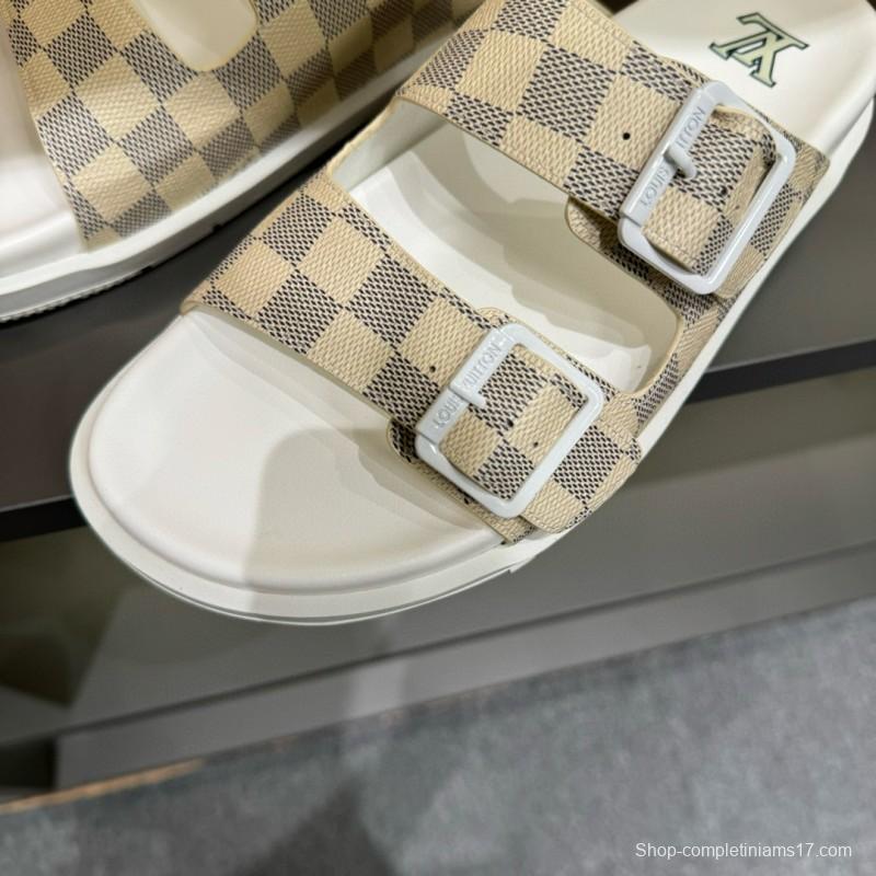 2024 Slippers Louis Vuitton White Beige Canvas Slippers