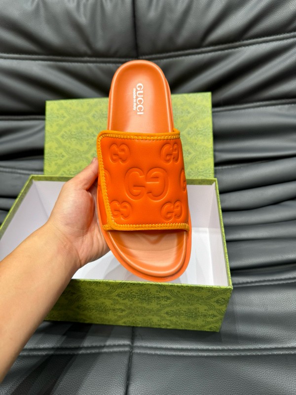 2024 GUCCI orange leather slippers MJ00200