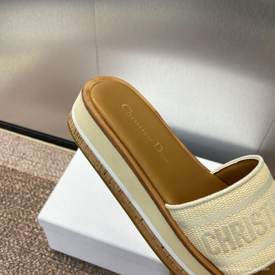 2025 Slippers Dior Beige Canvas Slippers