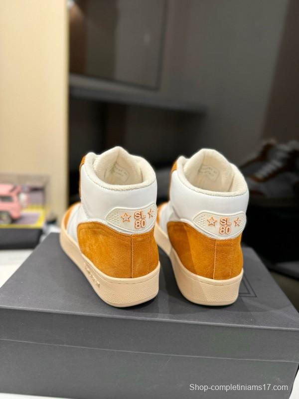 2024 Unisex Yves Saint Laurent White Orange Leather Sneakers MJ00390