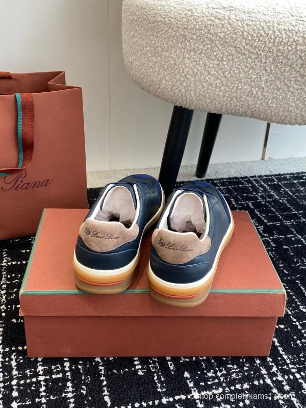 2024 Unisex Le Parmentier Blue Navy Leather Suede Plimsolls MJ00320