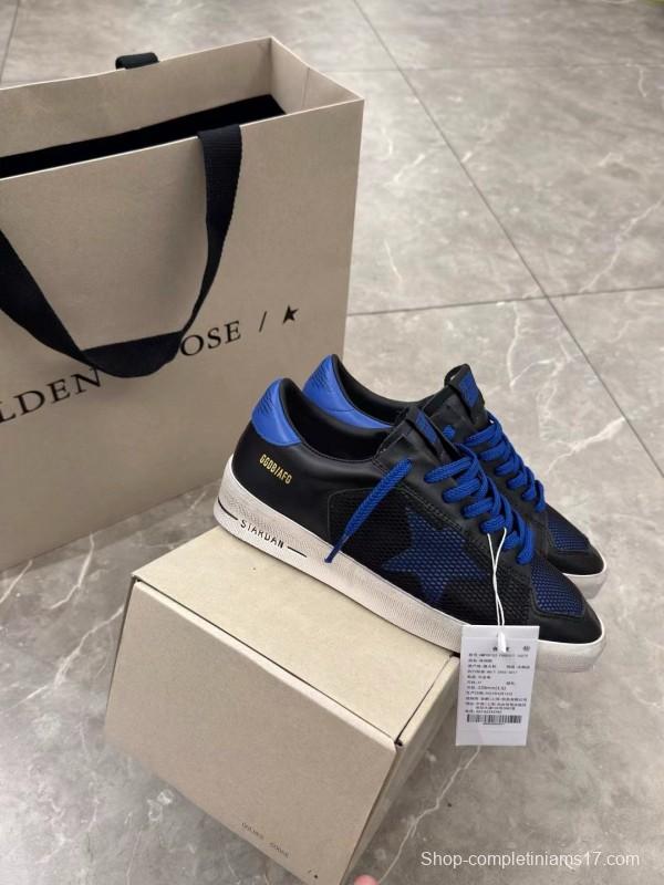 2024 Unisex GGDB Black Blue Leather Mesh Low Top Sneakers MJ00260