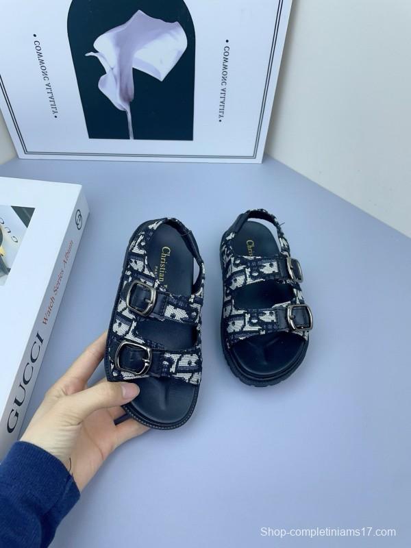 2025 Kids Gucci Black Leather Sandals