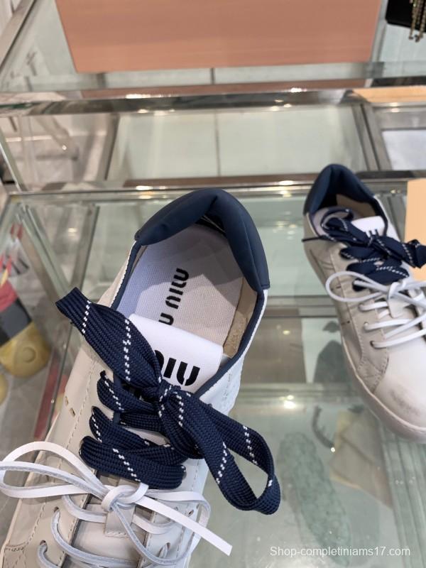 2025 Women Miu Miu White Leather Sneakers LY00290
