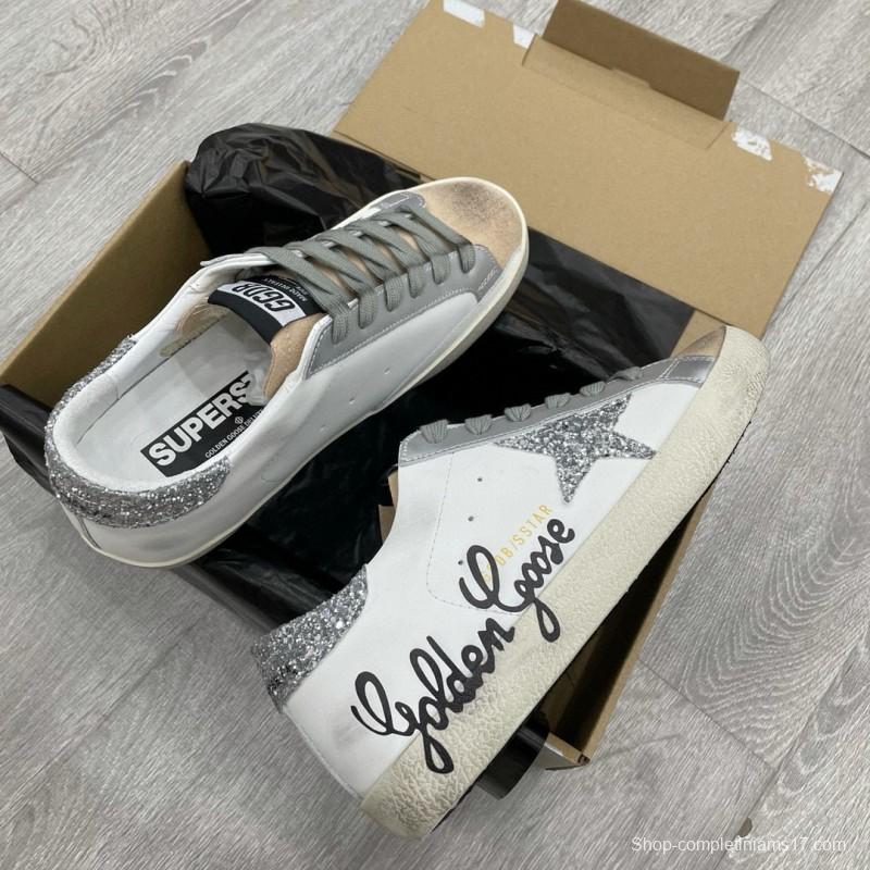 2025 Women GGDB White Silver Leather Suede Sneakers