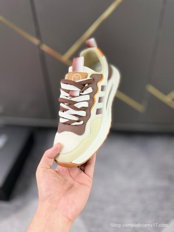 2024 Unisex Armani Beige Brown Pink Leather Mesh Casual Shoes MJ00230