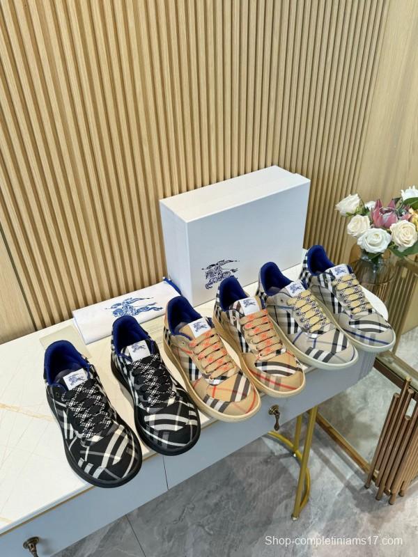 2024 Unisex Burberry Black White Classic Cotton Sneakers MJ00320