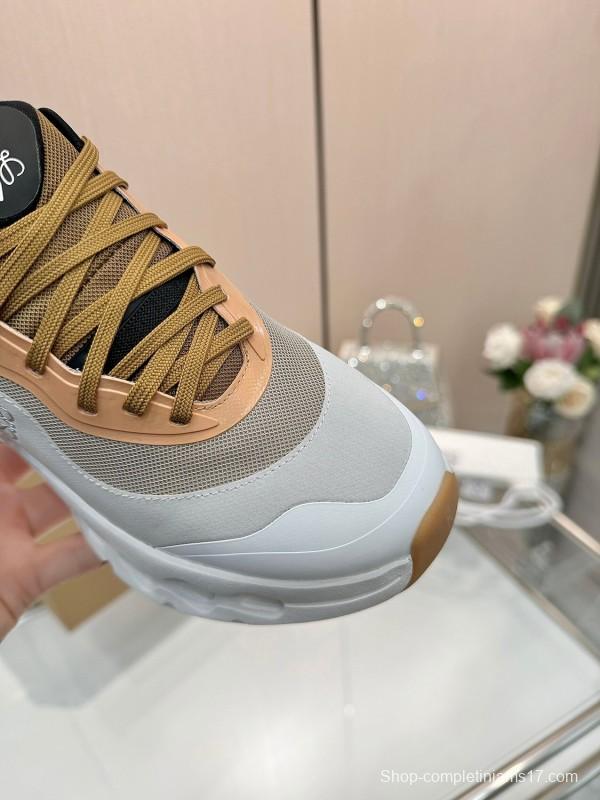 2025 Unisex Loewe White Army Green Orange Blue Black Polyester Mesh Running Shoes Collaboration KFY00300