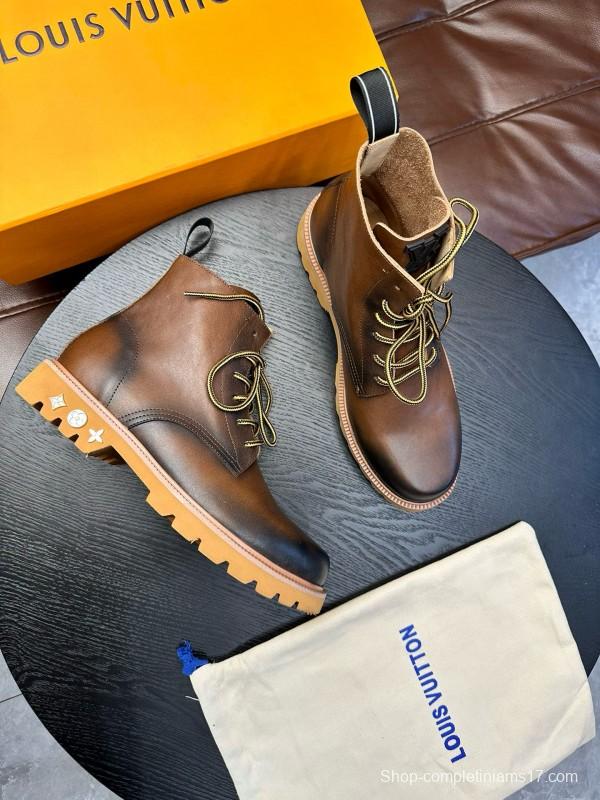 2024 Men Louis Vuitton Brown Calf Leather Boots MJ00440
