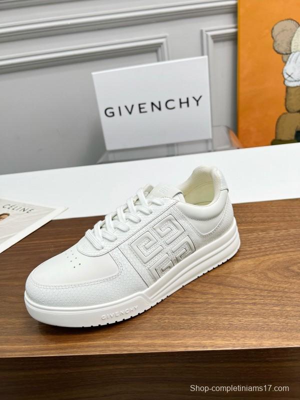 2024 Unisex Givenchy White Silk Calfskin Patent Leather Low Top Sneakers MJ00380