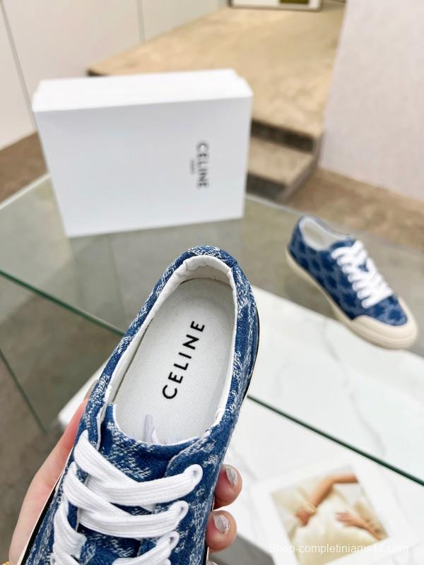 2025 Women Celine Blue Canvas Sneakers LY00210