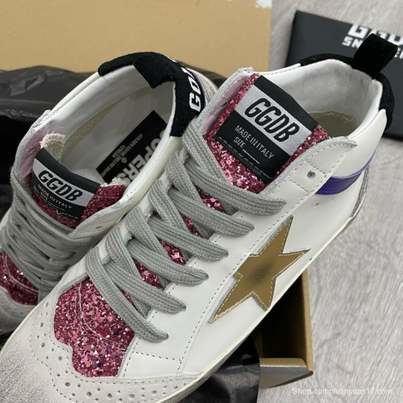 2024 Unisex GGDB White Purple Gold Leather High Top Sneakers MJ00300
