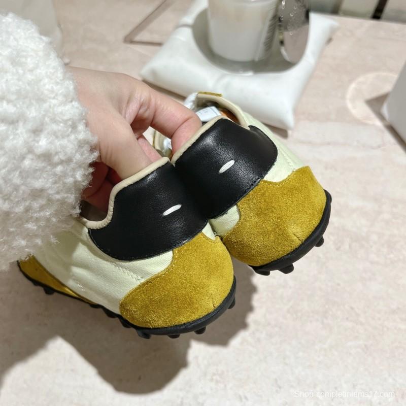 2025 Unisex MM6 Maison Margiela Yellow White Nylon Suede Sneakers