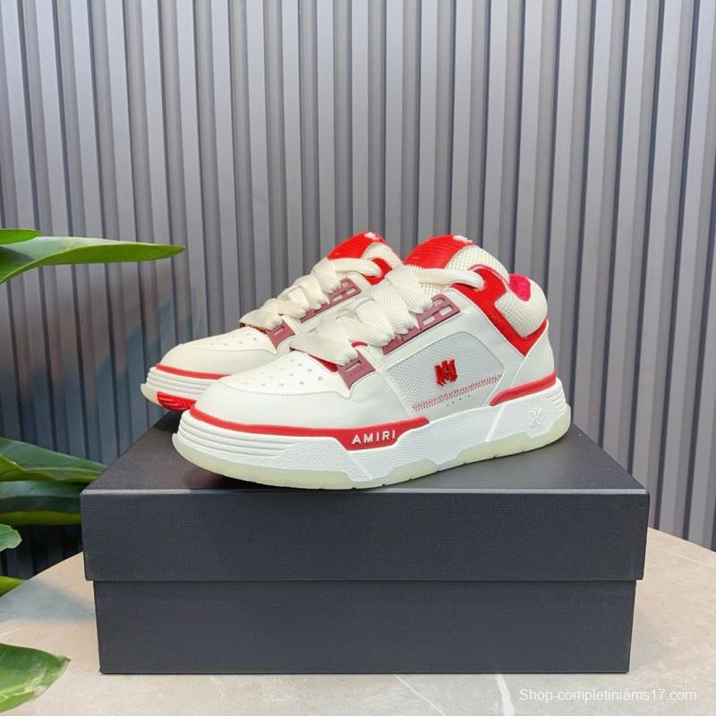 2024 Unisex Amiri White Red Leather Sneakers MJ00360
