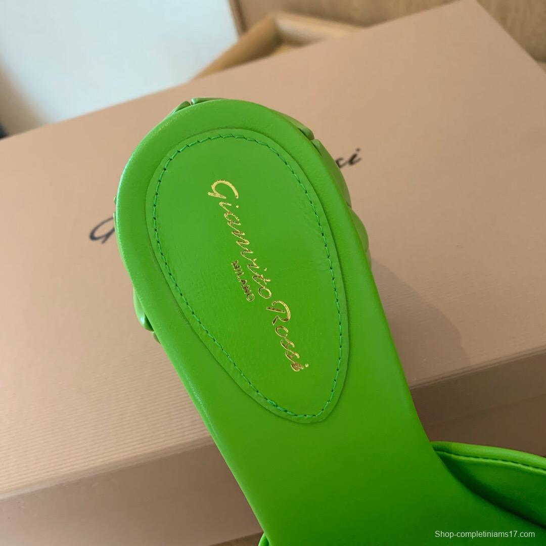 2025 Women Gianvito Rossi Green Leather Slippers KFY00260