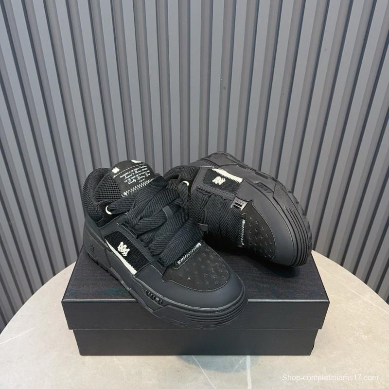 2024 Men Amiri Black Mesh Leather Sneakers MJ00360