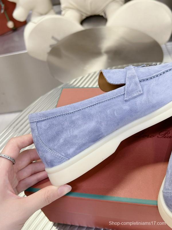 2024 Unisex Le Parmentier Light Blue Suede Loafers MJ00270