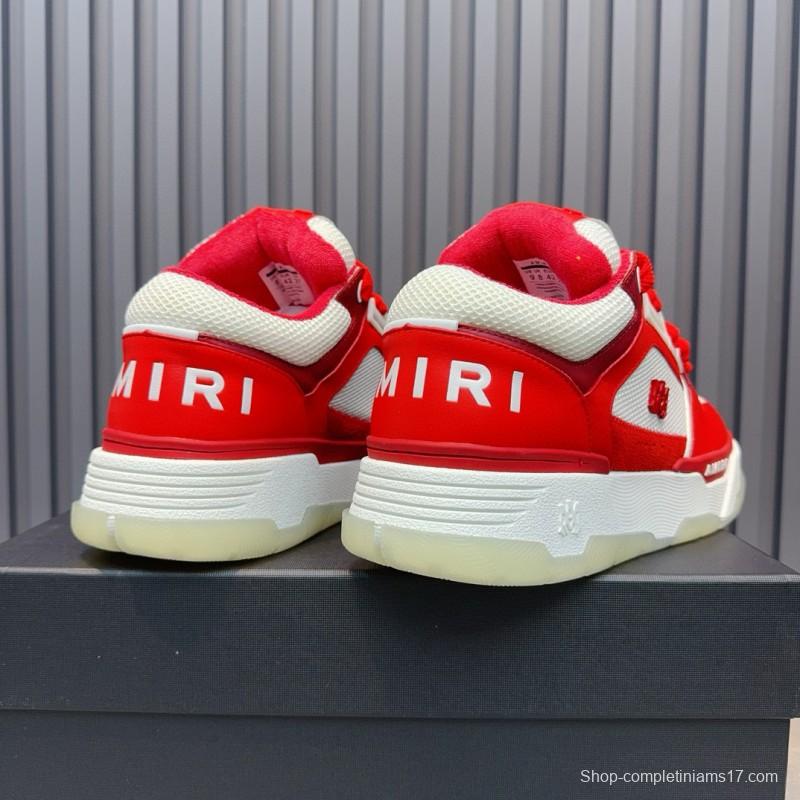 2024 Unisex Amiri埃米尔 Red White Leather Mesh Sneakers MJ00360