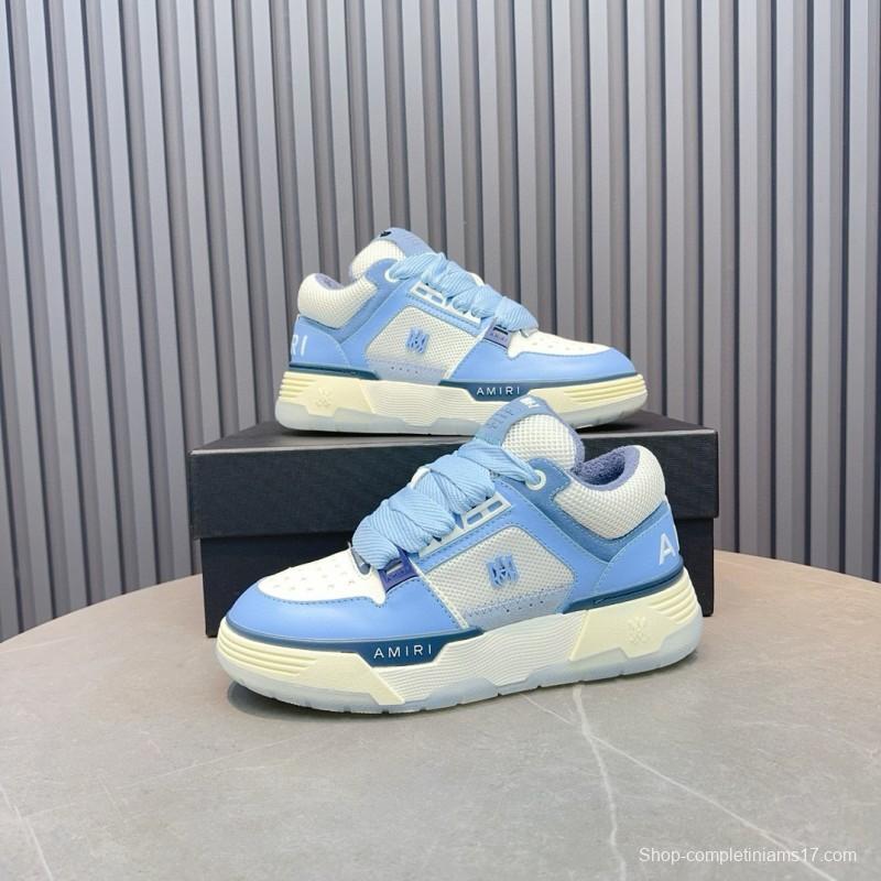 2024 Unisex Amiri Blue White Mesh Leather Sneakers MJ00360