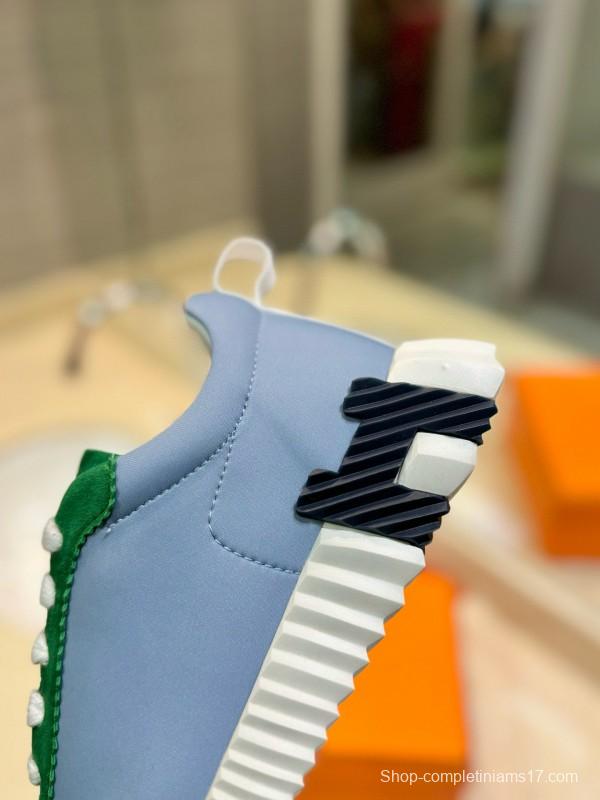 2024 Unisex Hermès White Green Burgundy Imported Silk Suede Casual Sneakers MJ00320