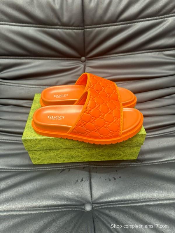 2024 Slippers Gucci Orange Rubber Slippers MJ00200