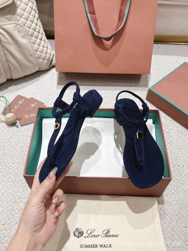 2025 Women LP Navy Suede Sandals LY00360