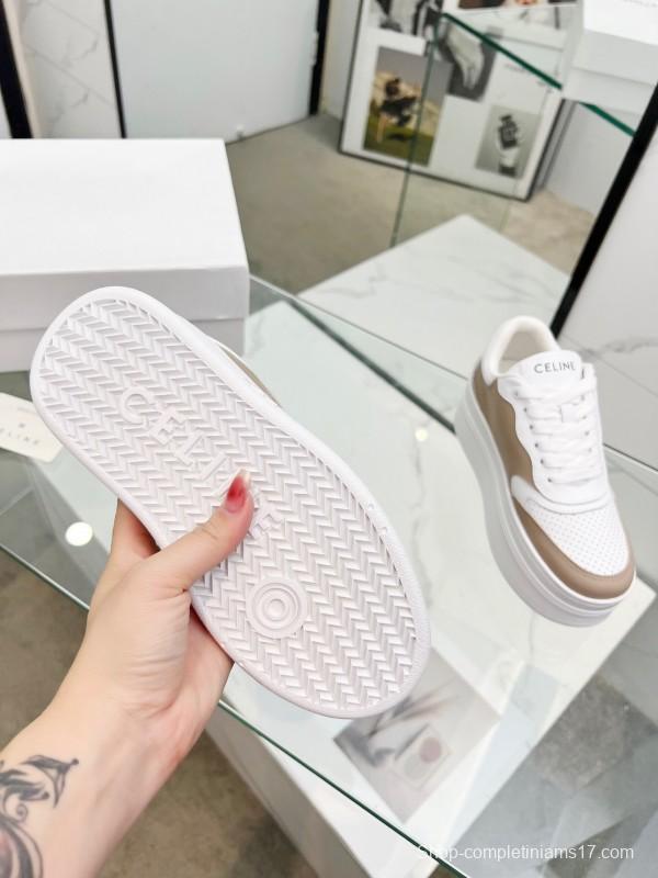 2025 Women CELINE White Beige Leather Sneakers