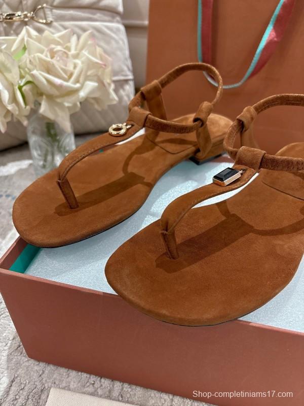 2025 Women LP Brown Suede Sandals LY00360